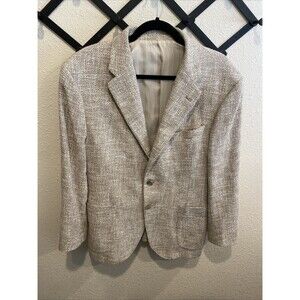 Agnona Lanerie Cotton Silk Basketweave Blazer Sport Coat 42S Elbow Patch Italy